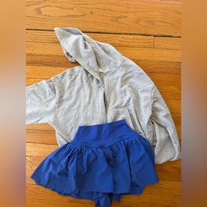 OFFLINE By Aerie Real Me Pleated Flowy Short and Cropped Full Zip Sweatshirt XXS